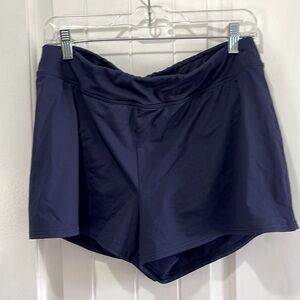 Lands End Navy Blue Athletic Shorts with built in running liner in size 12